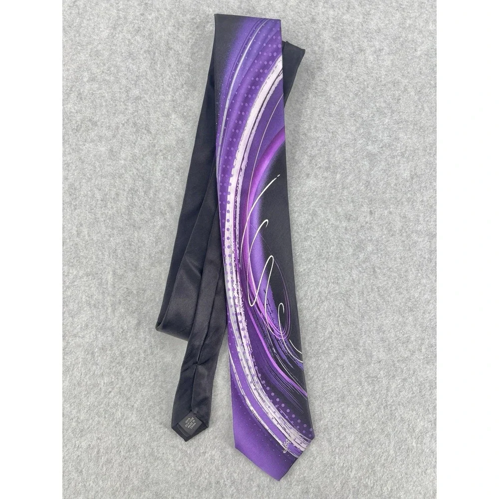 J Garcia Tidal Wave‎ Collector's Edition Tie Purple Black Abstract Art Necktie